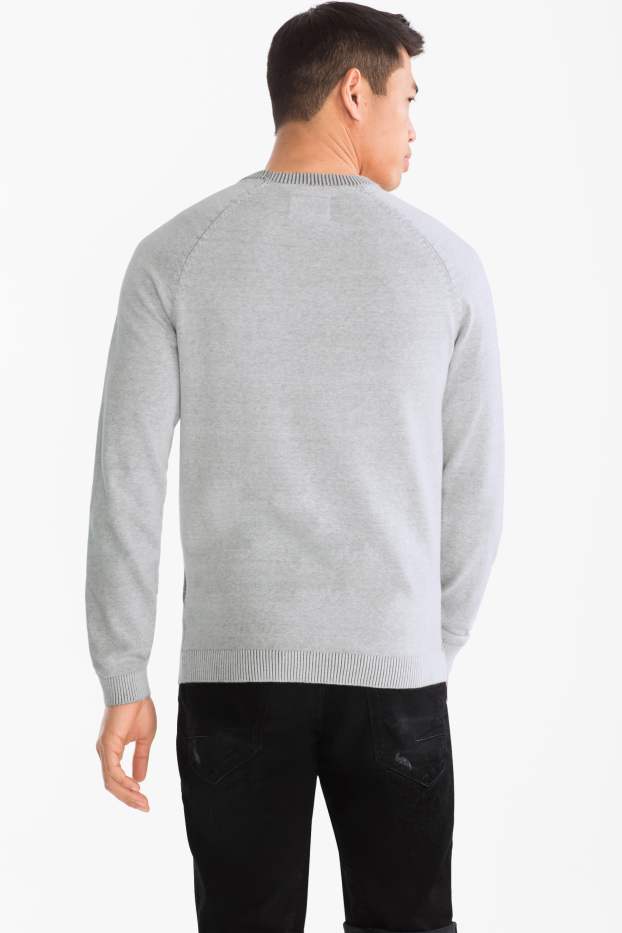 Herren - Pullover - weiß-melange