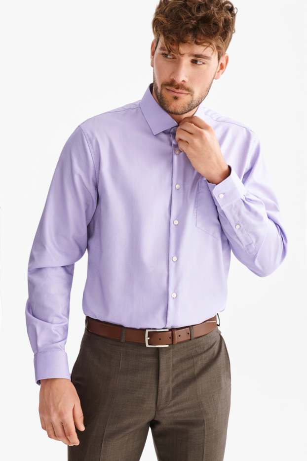 Bărbați - Cămașă office - Regular Fit - guler Kent - violet deschis