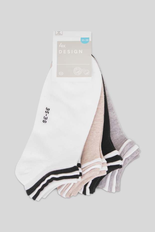 Women - Multipack of 4 - trainer socks - white / silver