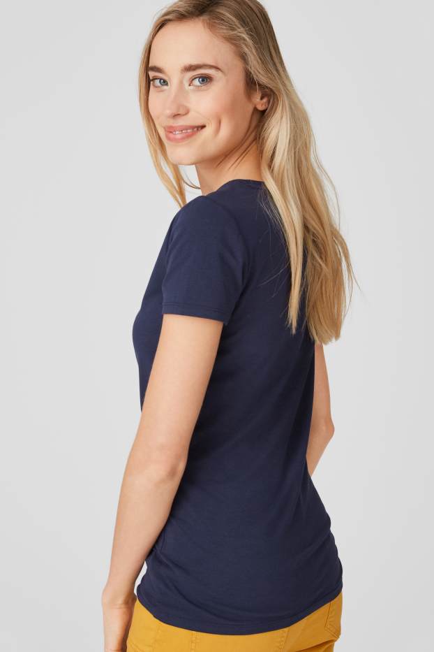Damen - Basic-T-Shirt - dunkelblau