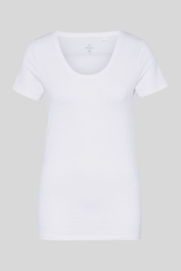 Damen - Basic-T-Shirt - weiss