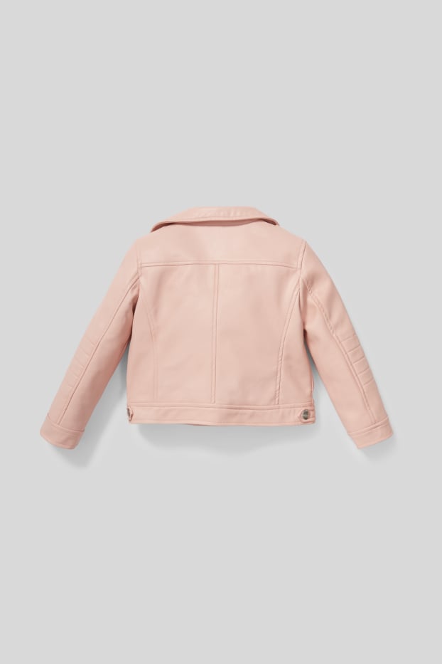 Children Girls - Biker jacket - faux leather - rose