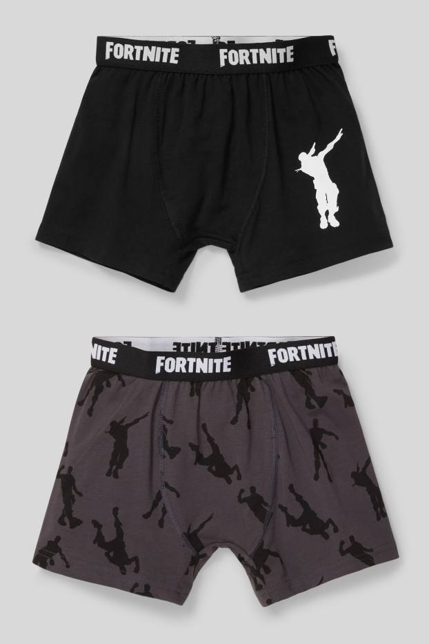 Kinderen: jongens - Set van 2 - Fortnite - boxershorts - zwart / grijs