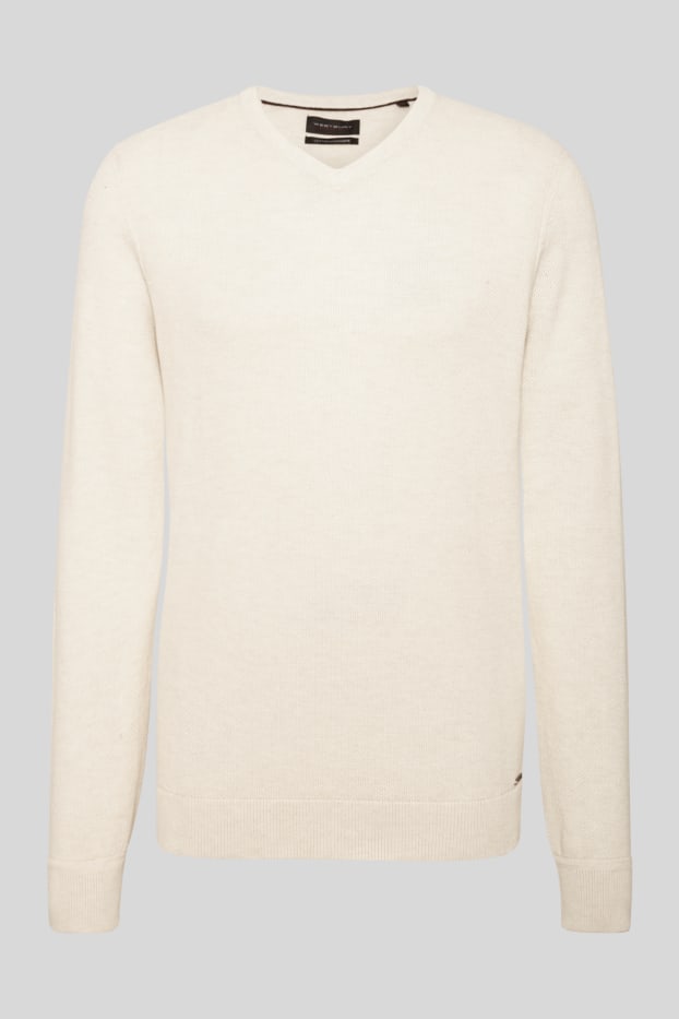 Pánské - Svetr s kašmírem - krémové barvy
