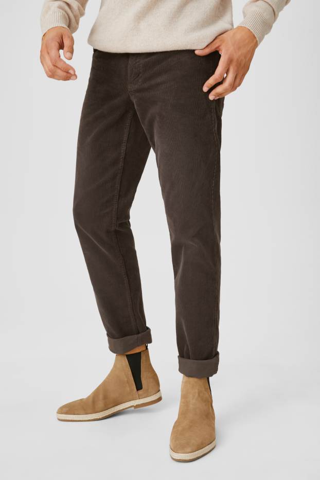 Men - Corduroy trousers - slim fit - gray