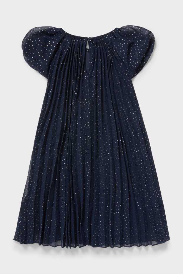 Kinder Mädchen - Kleid - Glanz-Effekt - dunkelblau