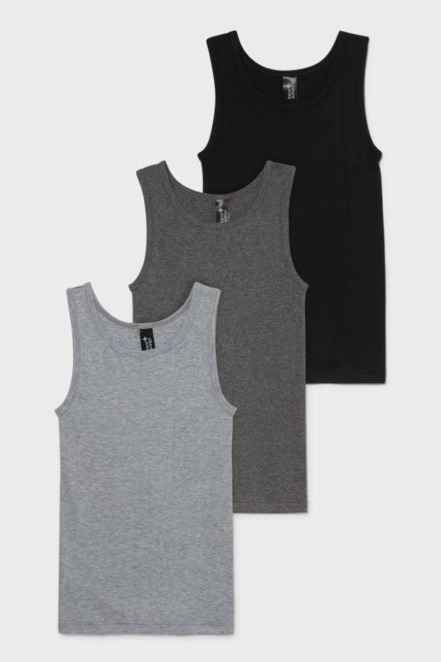 Enfants garçons - Lot de 3 - maillot de corps - gris chiné