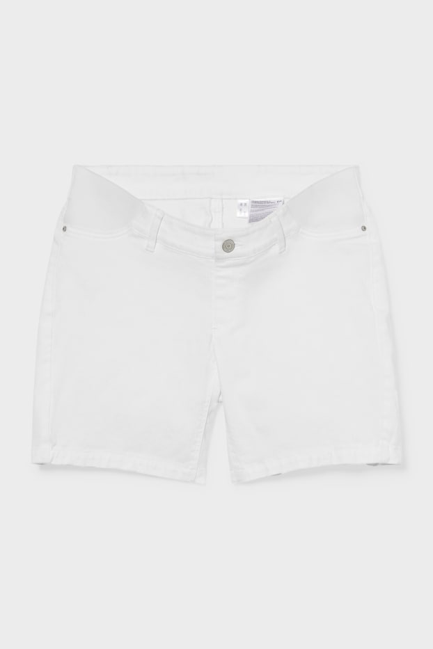 Women - Maternity jeans - denim shorts - white