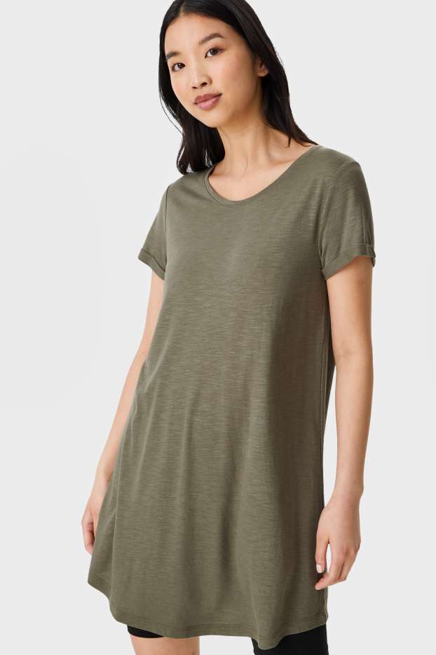Damen - Basic-T-Shirt - dunkelgrün