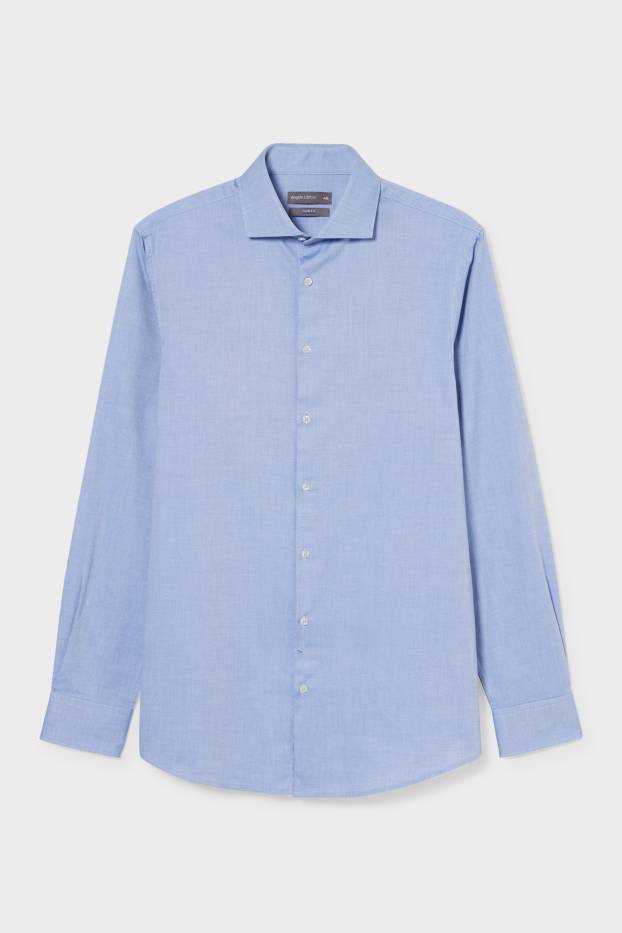 Hommes - Chemise de bureau - slim fit - cutaway - facile à repasser - bleu clair