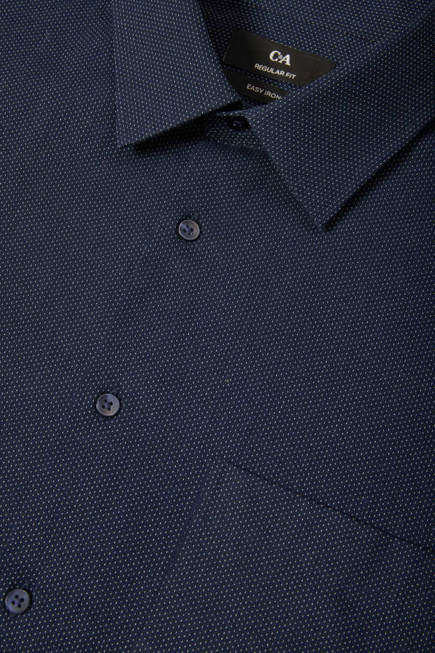 Hommes - Chemise de bureau - regular fit - col kent - facile à repasser - bleu foncé