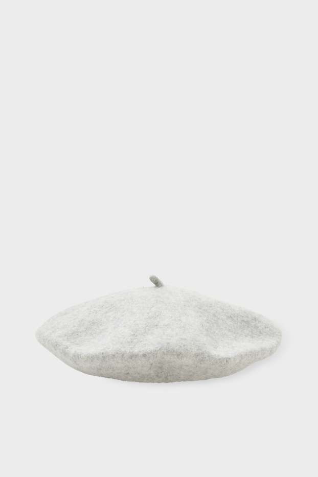 Women - Woollen beret - light gray-melange