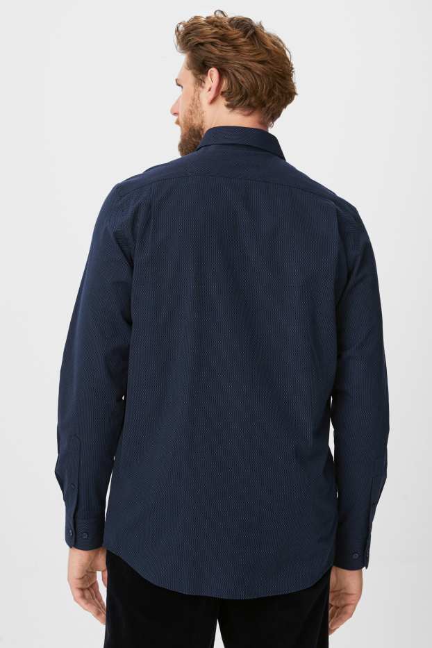 Hommes - Chemise de bureau - regular fit - col kent - facile à repasser - bleu foncé