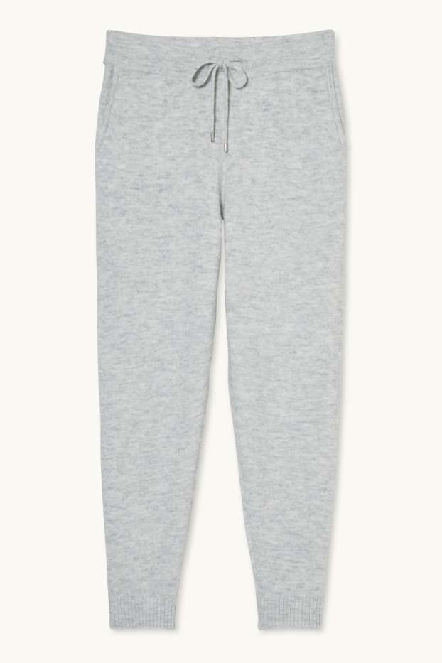 Damen - Strickhose - hellgrau-melange