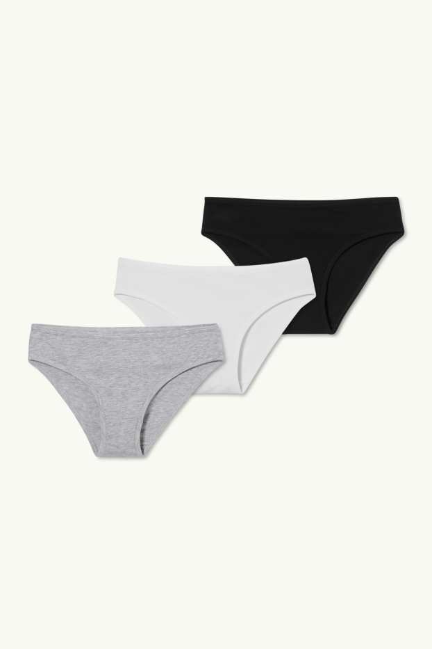 Enfants filles - Lot de 3 - culottes - blanc / noir
