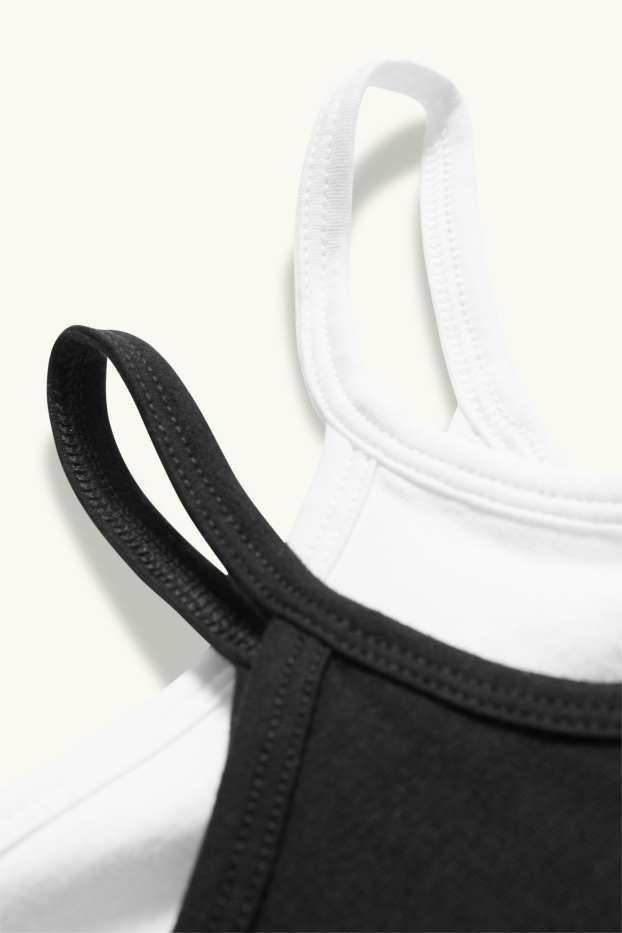 Enfants filles - Lot de 2 - maillots de corps - blanc / noir
