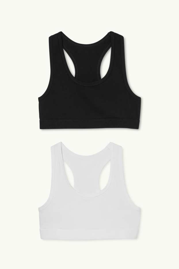 Enfants filles - Lot de 2 - brassières - blanc / noir