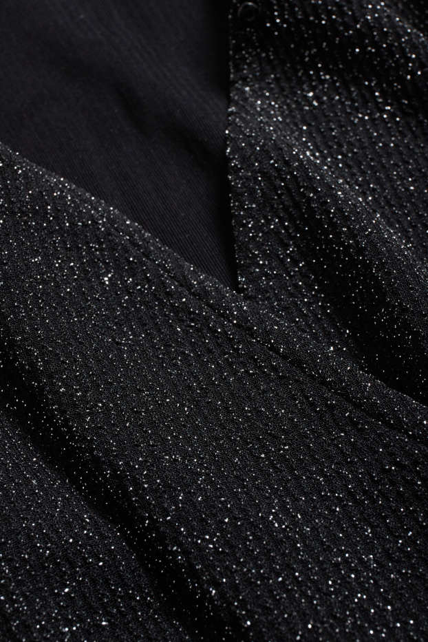 Damen - Jumpsuit - glänzend - schwarz