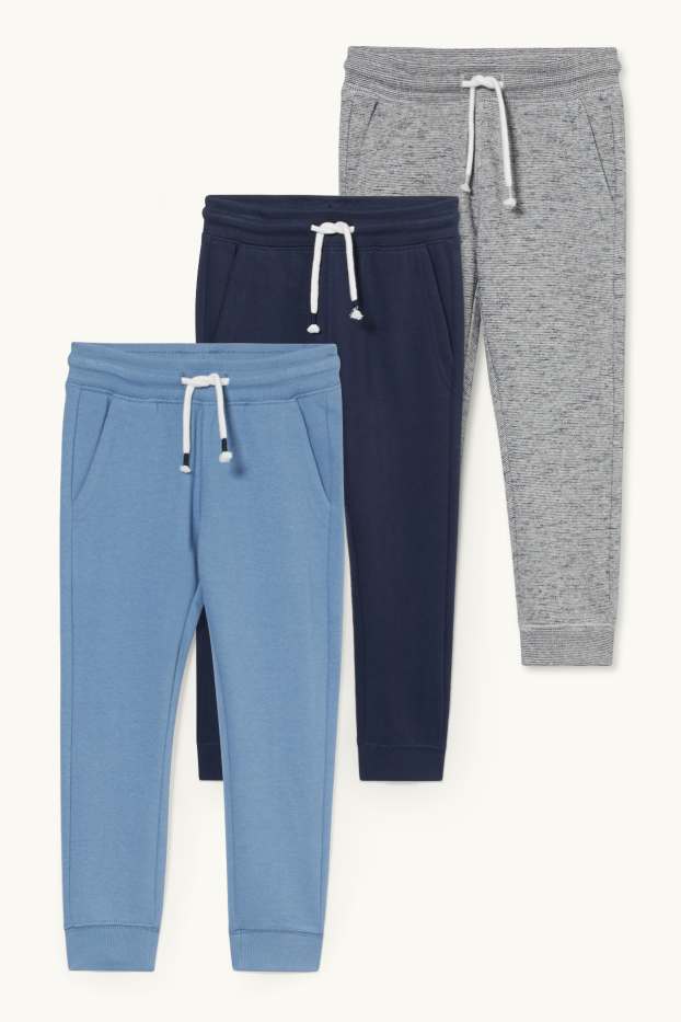 Kinderen: jongens - Set van 3 - joggingbroek - blauw / donkerblauw