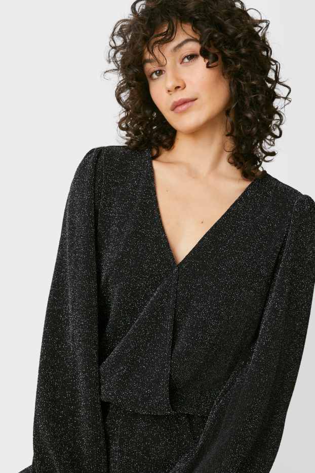 Damen - Jumpsuit - glänzend - schwarz
