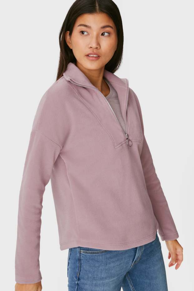 Damen - Basic-Fleece-Pullover - hellviolett