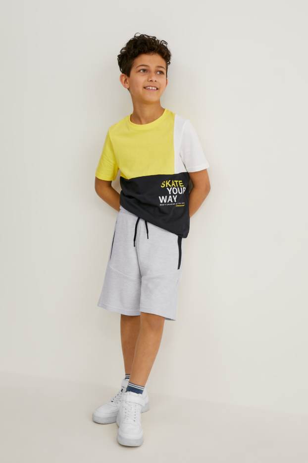 Kinder Jungen - Sweatshorts - weiß-melange