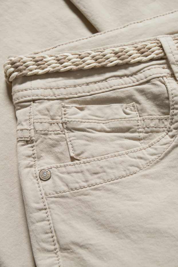 Damen - Hose mit Gürtel - Slim Fit - taupe