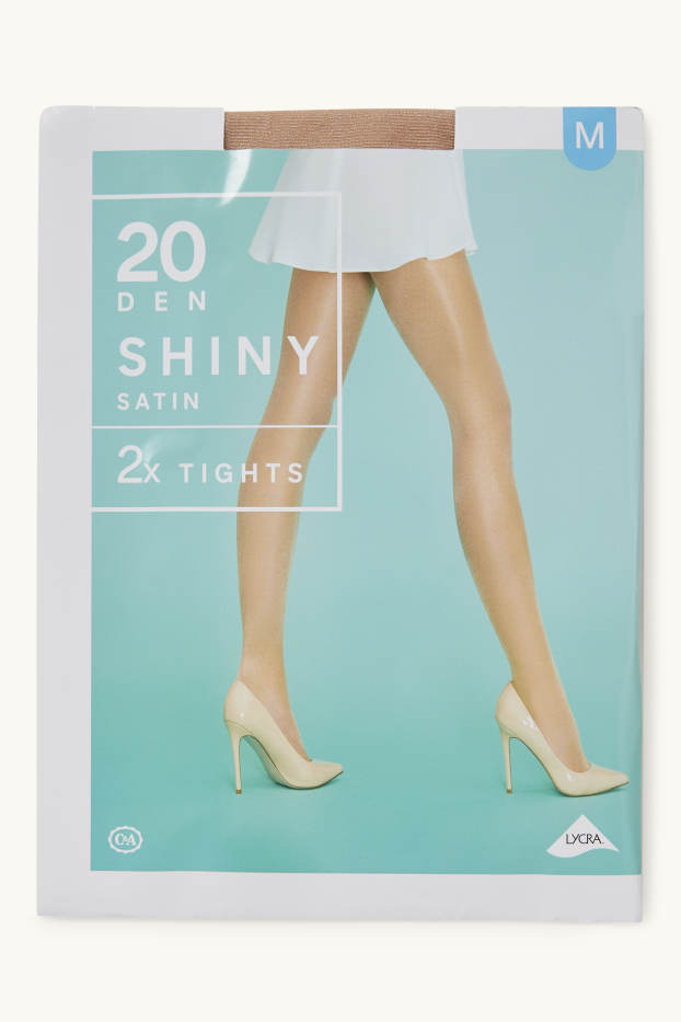 Dames - Set van 2 - panty - 20 DEN - beige