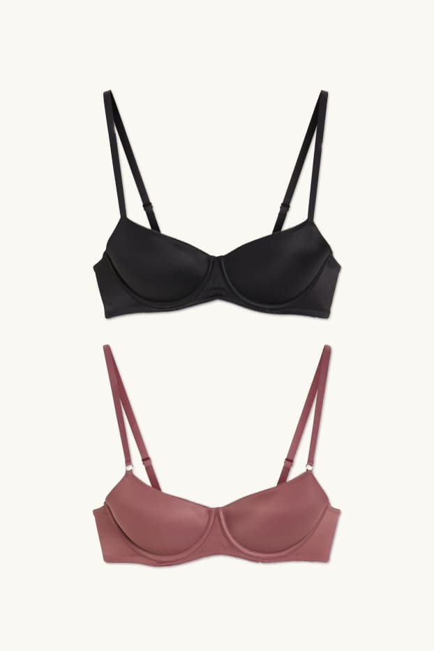 Damen - Multipack 2er - BH mit Bügel - FULL COVERAGE - wattiert - bordeaux