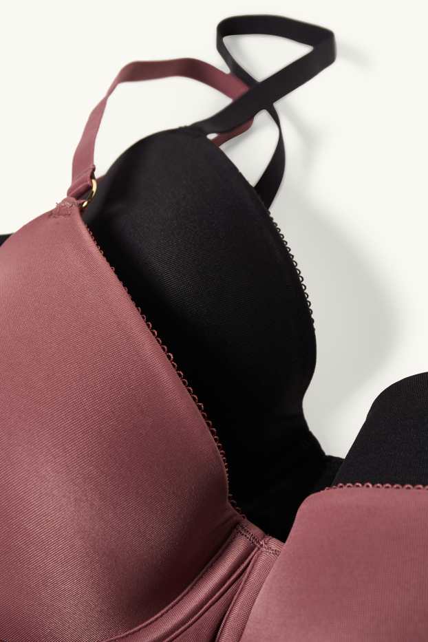 Damen - Multipack 2er - BH mit Bügel - FULL COVERAGE - wattiert - bordeaux