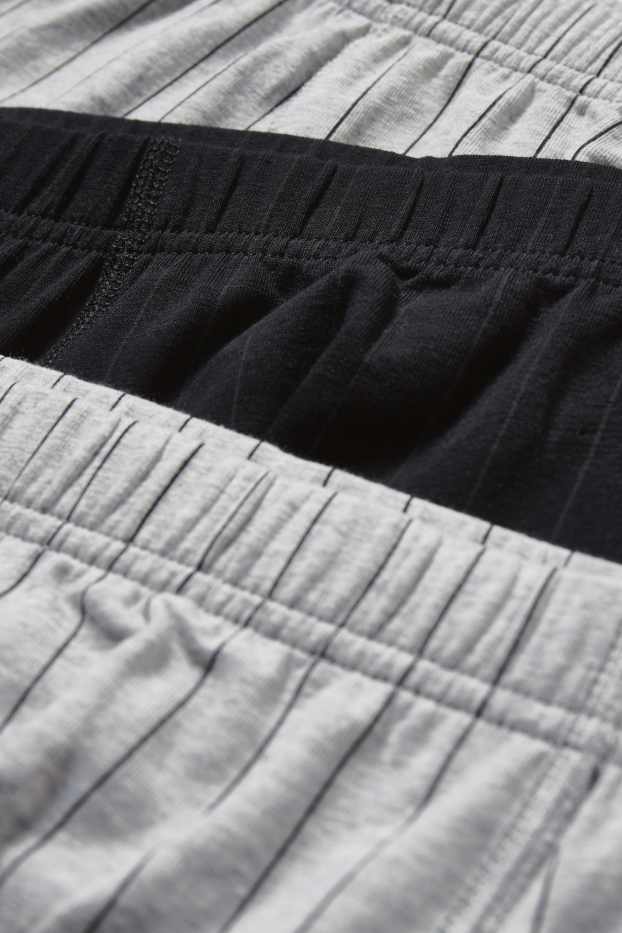Herren - Multipack 3er - Trunks - gestreift - hellgrau-melange