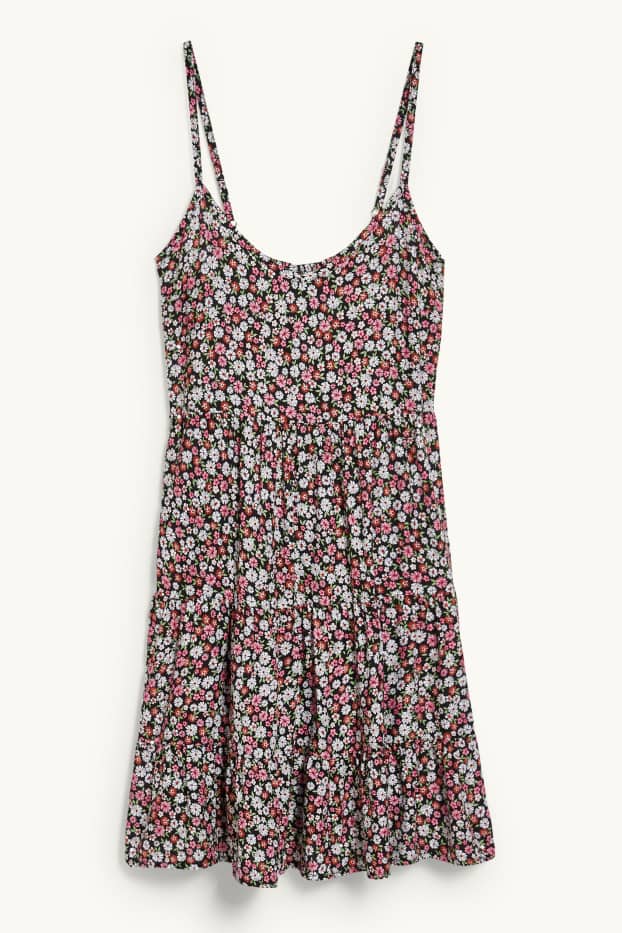 Damen - CLOCKHOUSE - A-Linien Kleid - geblümt - schwarz