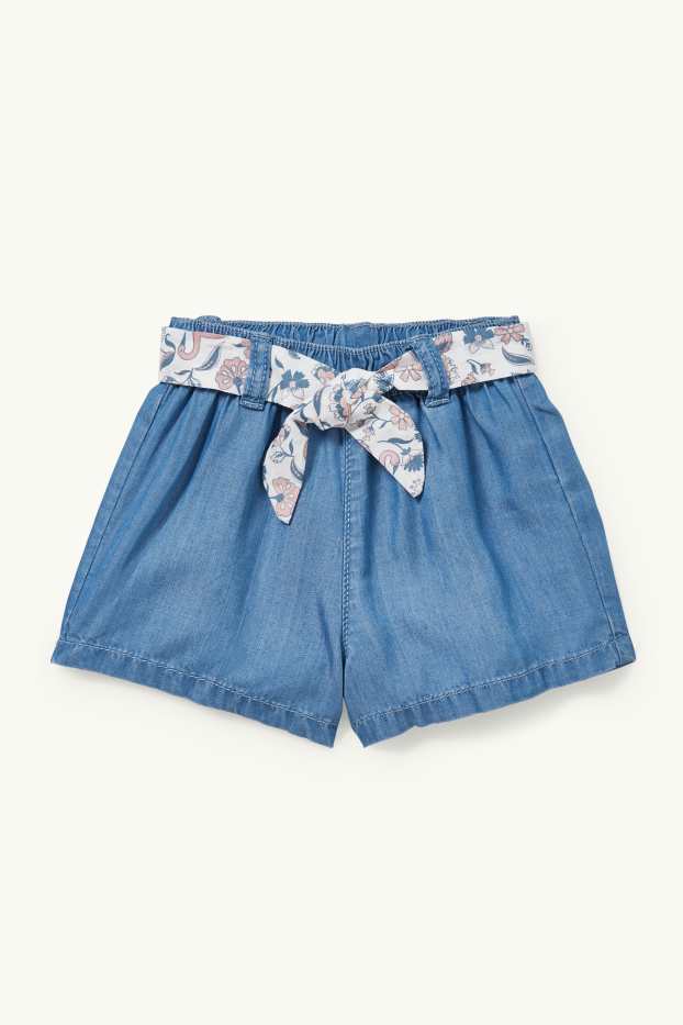 Bébés filles - Shorts pour bébé avec ceinture - jean bleu clair