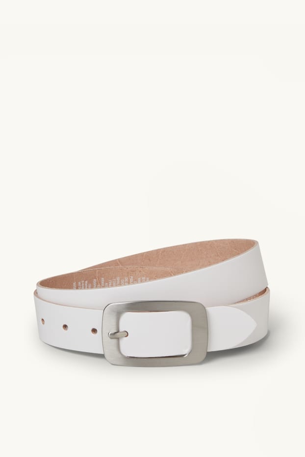 Femmes - Ceinture en cuir - blanc