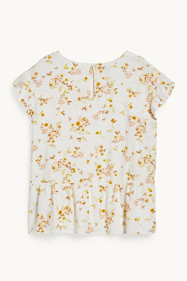 Women - Blouse - floral - white