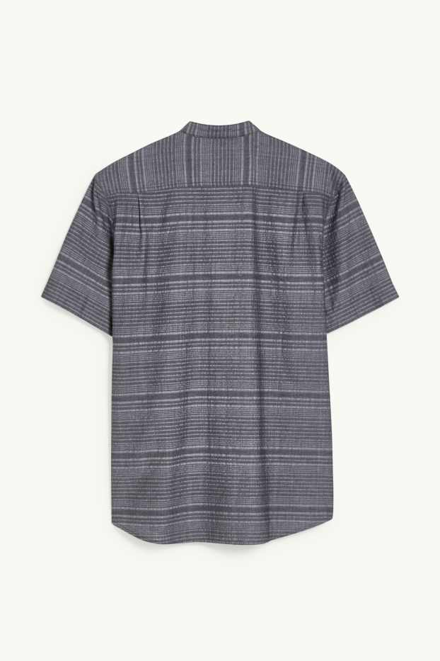 Herren - Hemd - Regular Fit - Stehkragen - dunkelgrau
