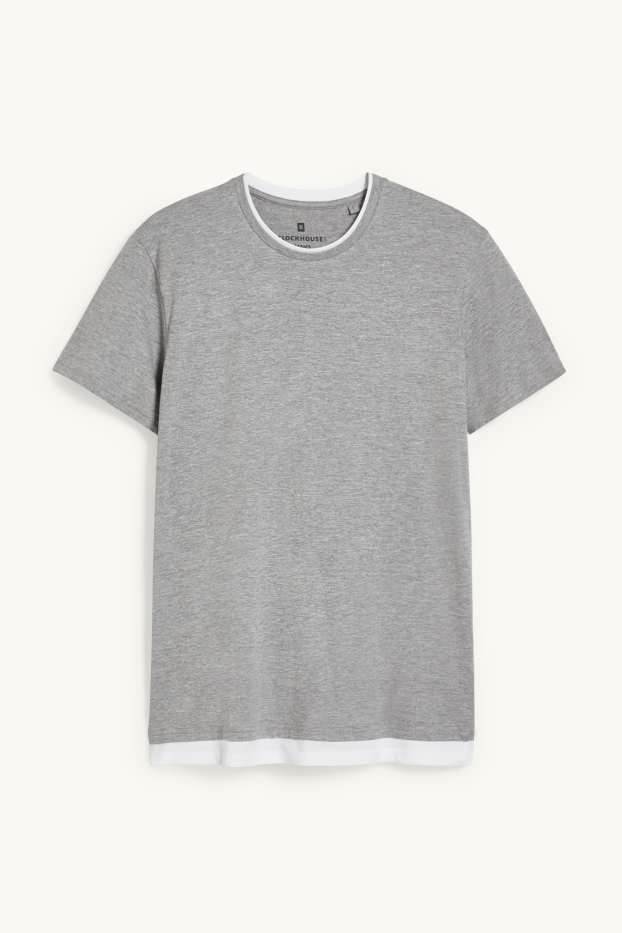 Herren - CLOCKHOUSE - T-Shirt - 2-in-1-Look - grau-melange