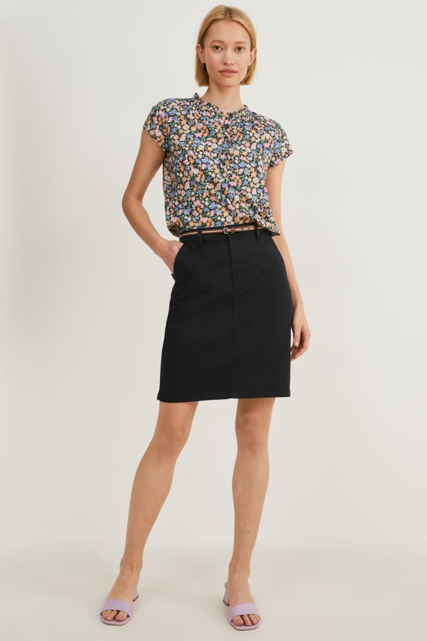 Dames - Rok met riem - zwart