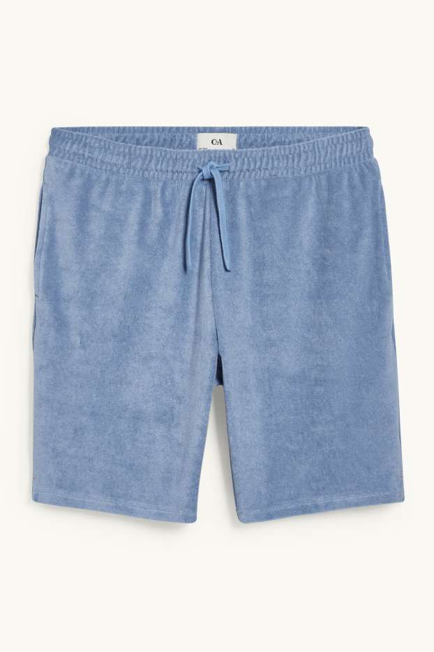 Men - Terry cloth sweat shorts - blue