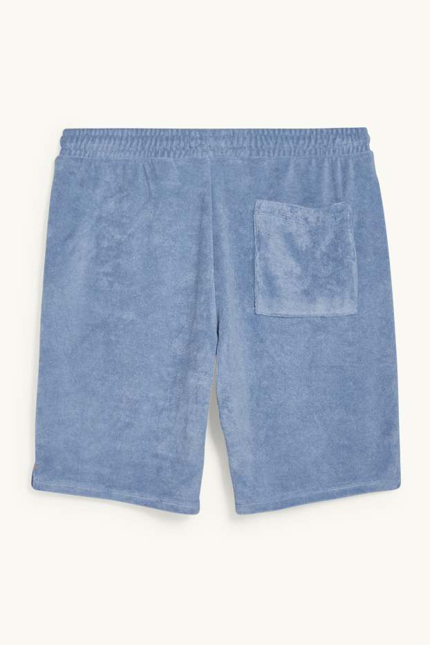 Men - Terry cloth sweat shorts - blue