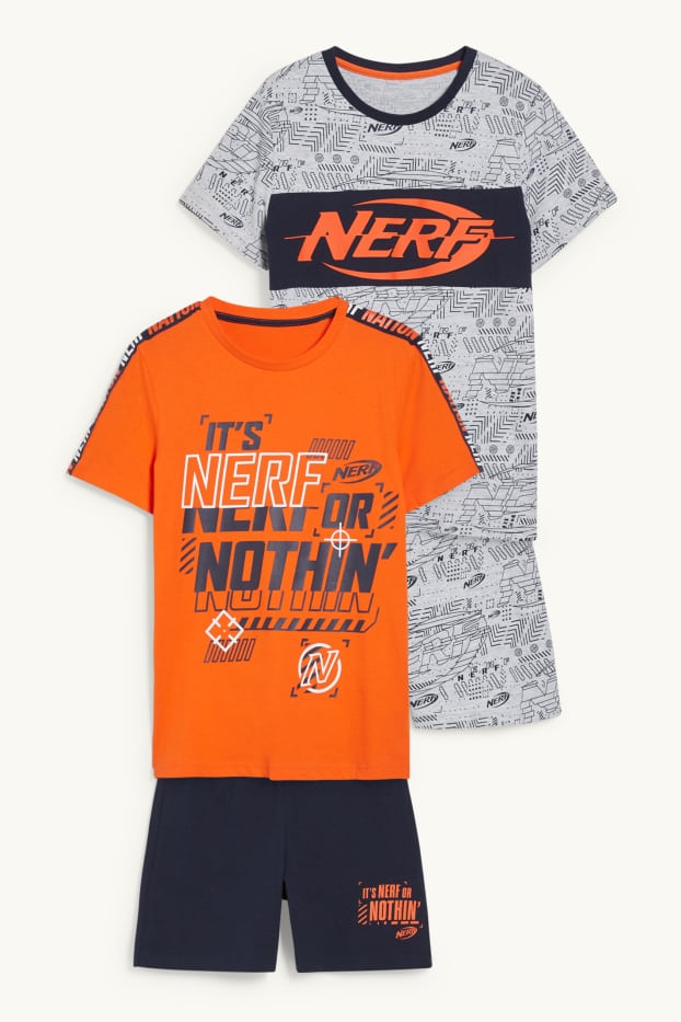 Copii - Băieți - Multipack 2 buc. - NERF - pijama scurtă - 4 piese - portocaliu neon