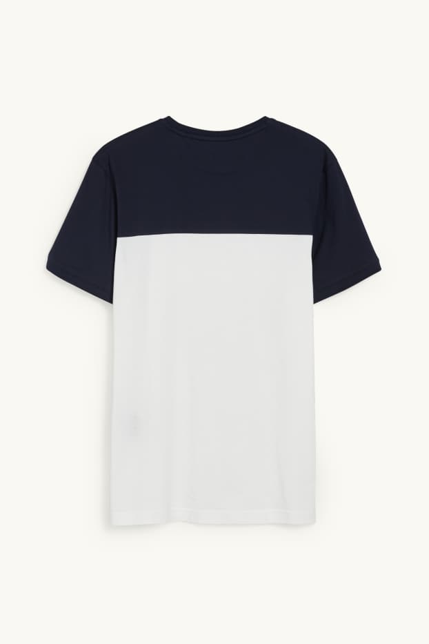 Men - T-shirt - dark blue / white