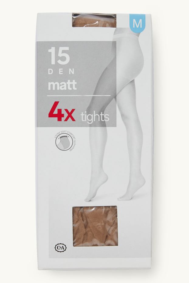 Damen - Multipack 4er - Feinstrumpfhose - 15 DEN - beige