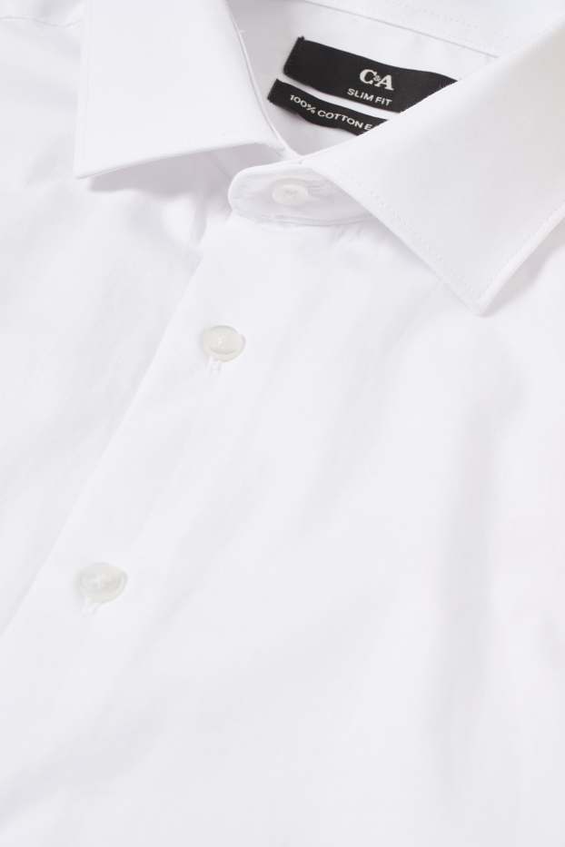 Herren - Businesshemd - Slim Fit - Cutaway - bügelleicht - weiß