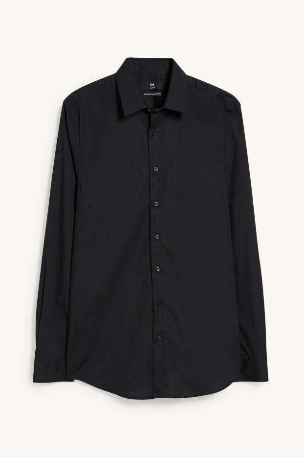 Heren - Business-overhemd - slim fit - kent - gemakkelijk te strijken - zwart