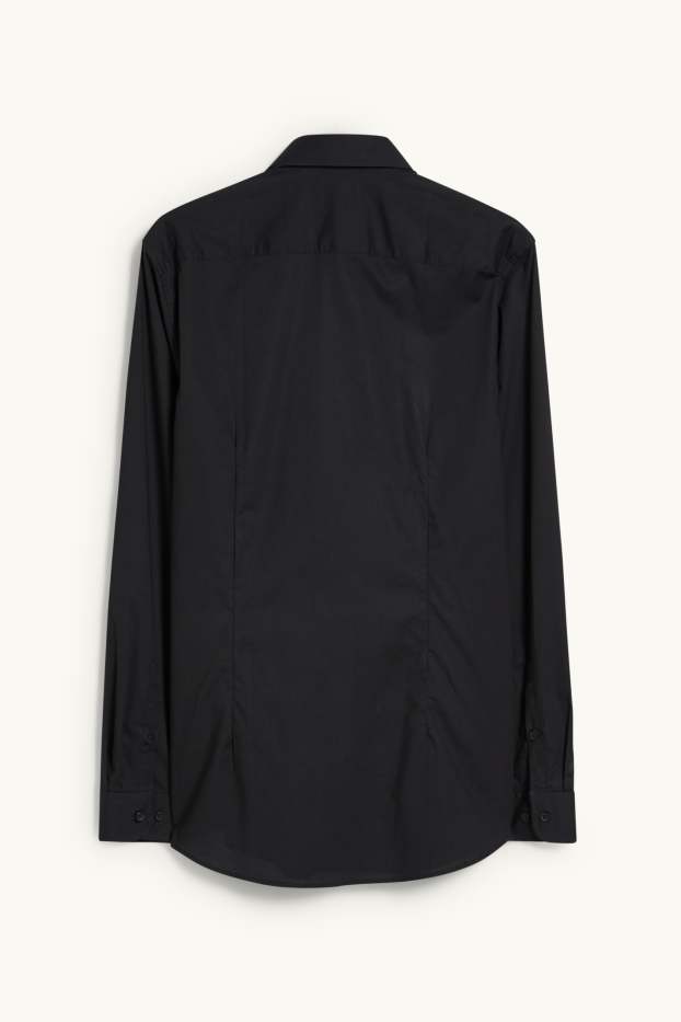 Heren - Business-overhemd - slim fit - kent - gemakkelijk te strijken - zwart