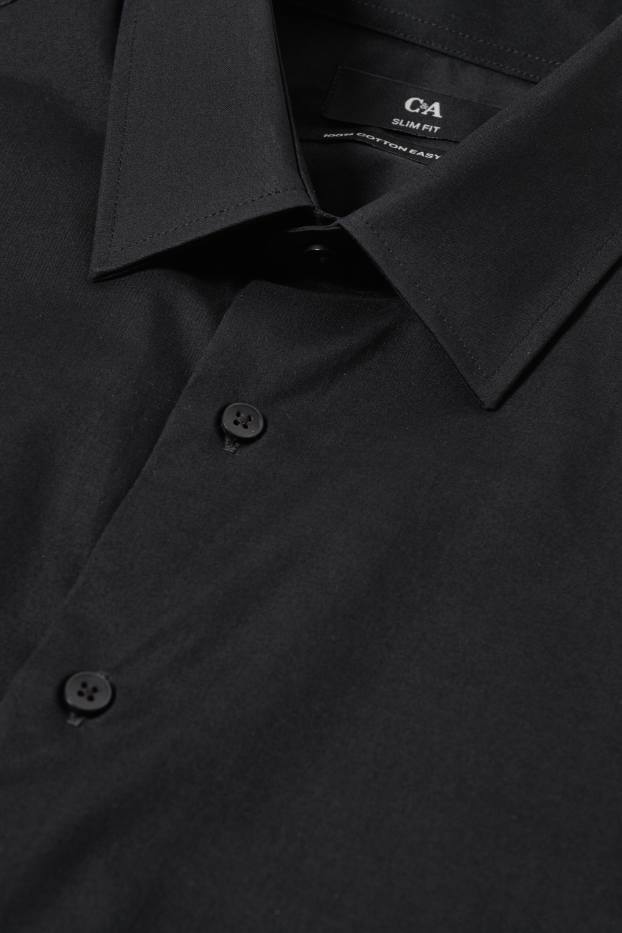 Heren - Business-overhemd - slim fit - kent - gemakkelijk te strijken - zwart