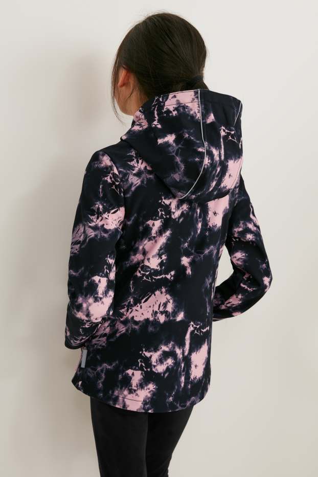 Enfants filles - Veste softshell à capuche - noir / rose