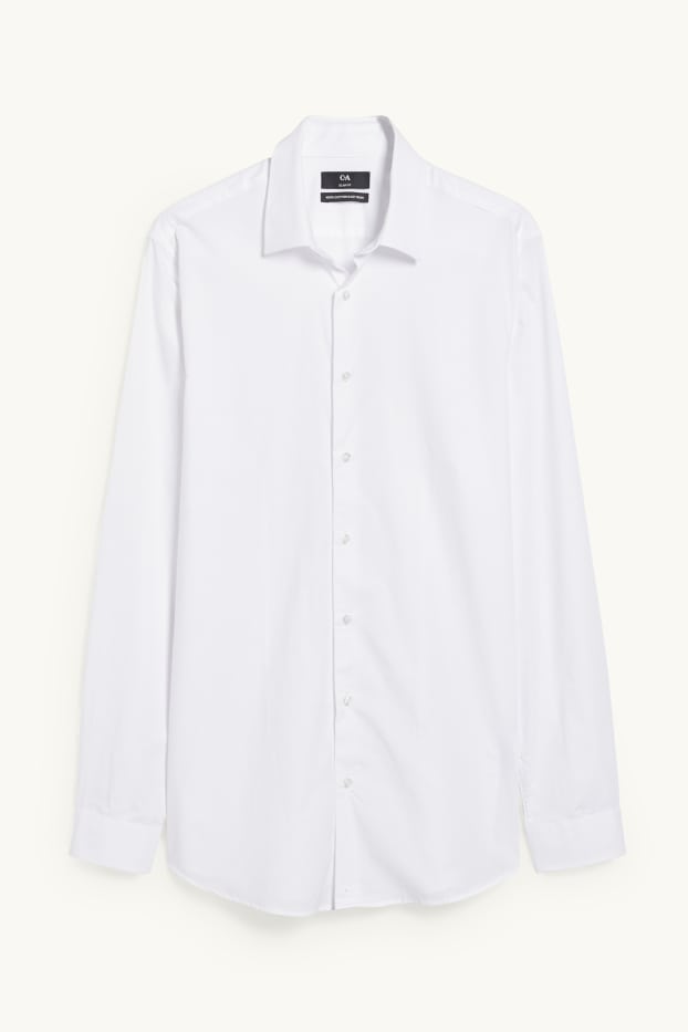 Hommes - Chemise de bureau - slim fit - col kent - facile à repasser - blanc