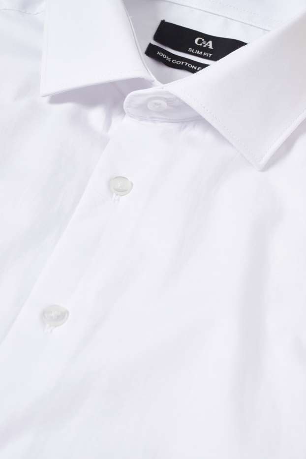 Hommes - Chemise de bureau - slim fit - col kent - facile à repasser - blanc